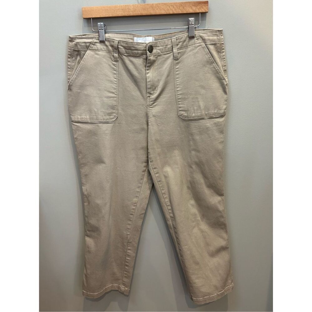 1822 cropped stretchy khaki 14 w-large side back pockets - cotton